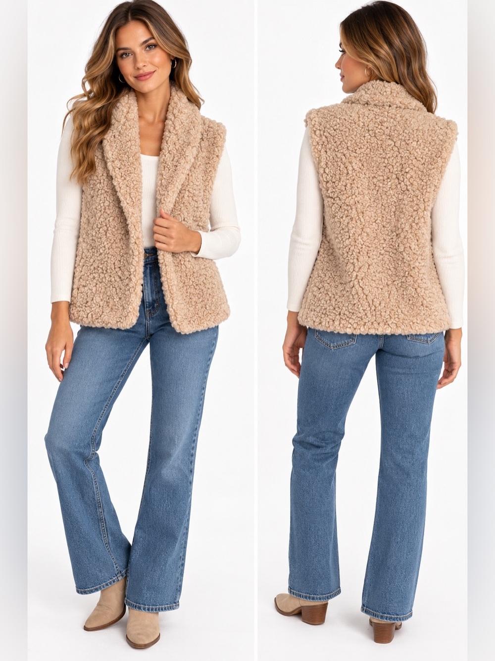 Hyacinth House Cozy Sherpa Vest - Cream